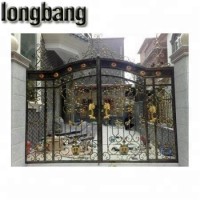 Steel wrought iron sliding gate design heavy duty